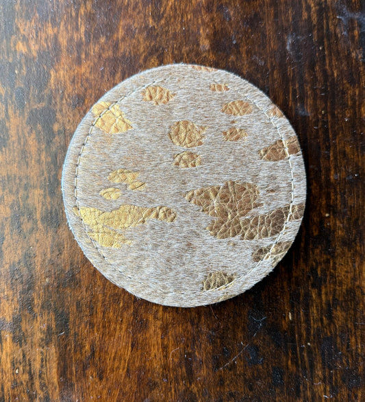 Genuine Cowhide Acid Wash Gold Coaster