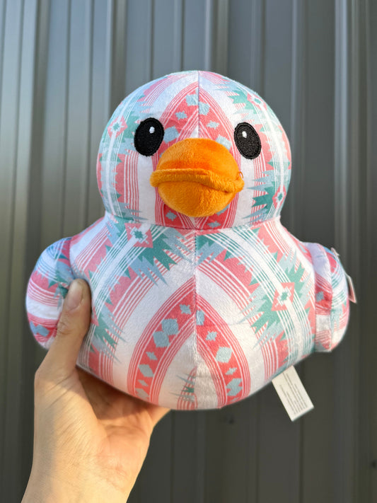 Pink Turquoise Aztec Duck Plushie