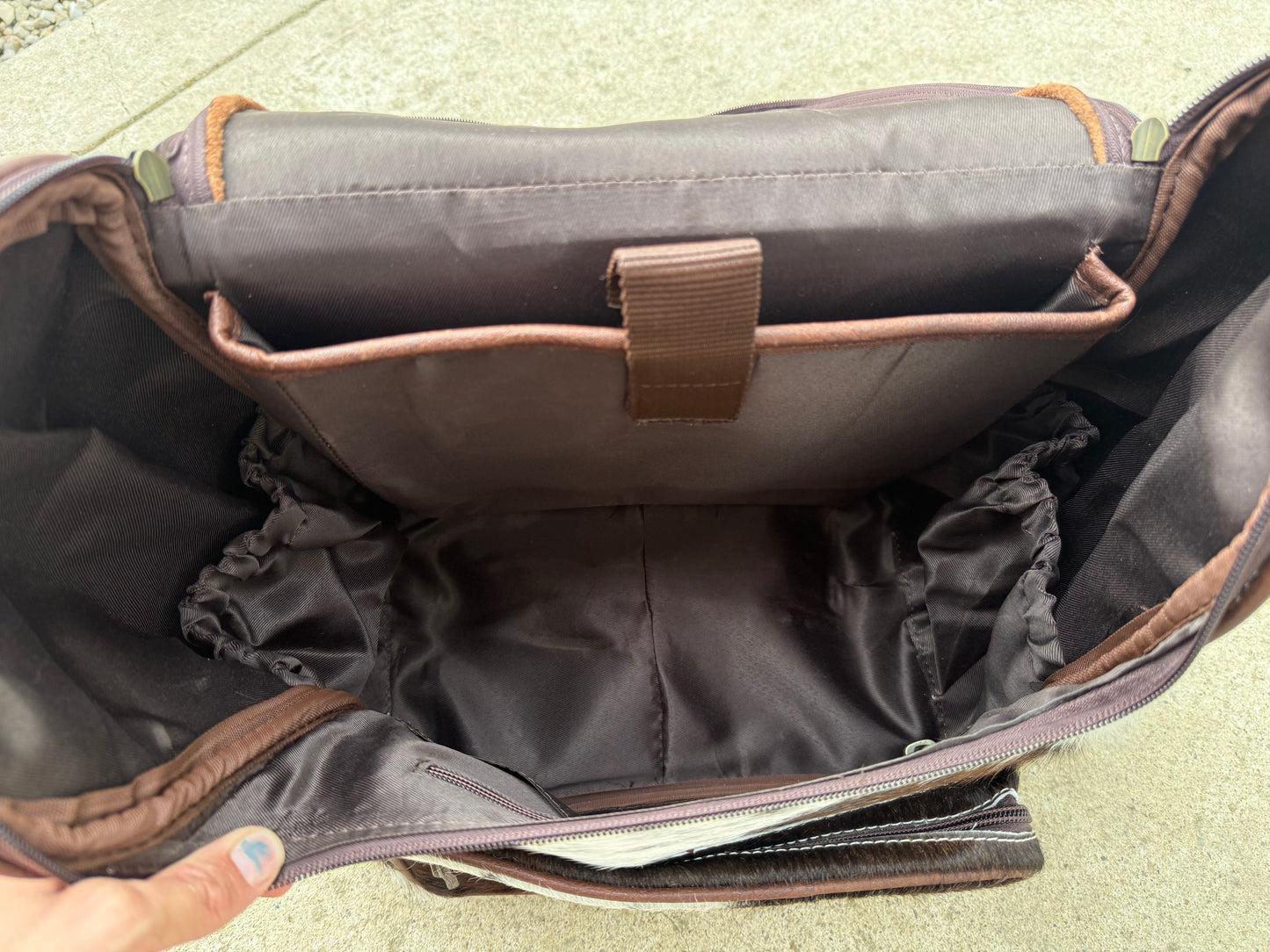 Tooled Leather Brown Cowhide Backpack / Diaper Bag