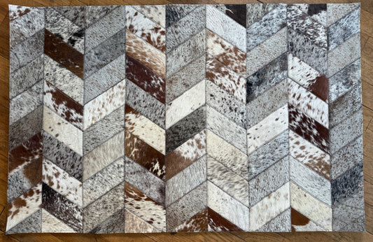 Cheveron Patched Genuine Cowhide Rug