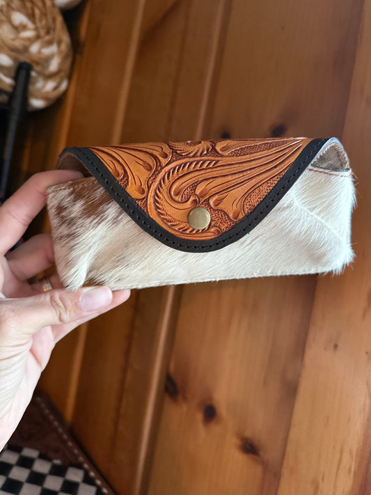 Light Brown Tooled Leather Cowhide Case