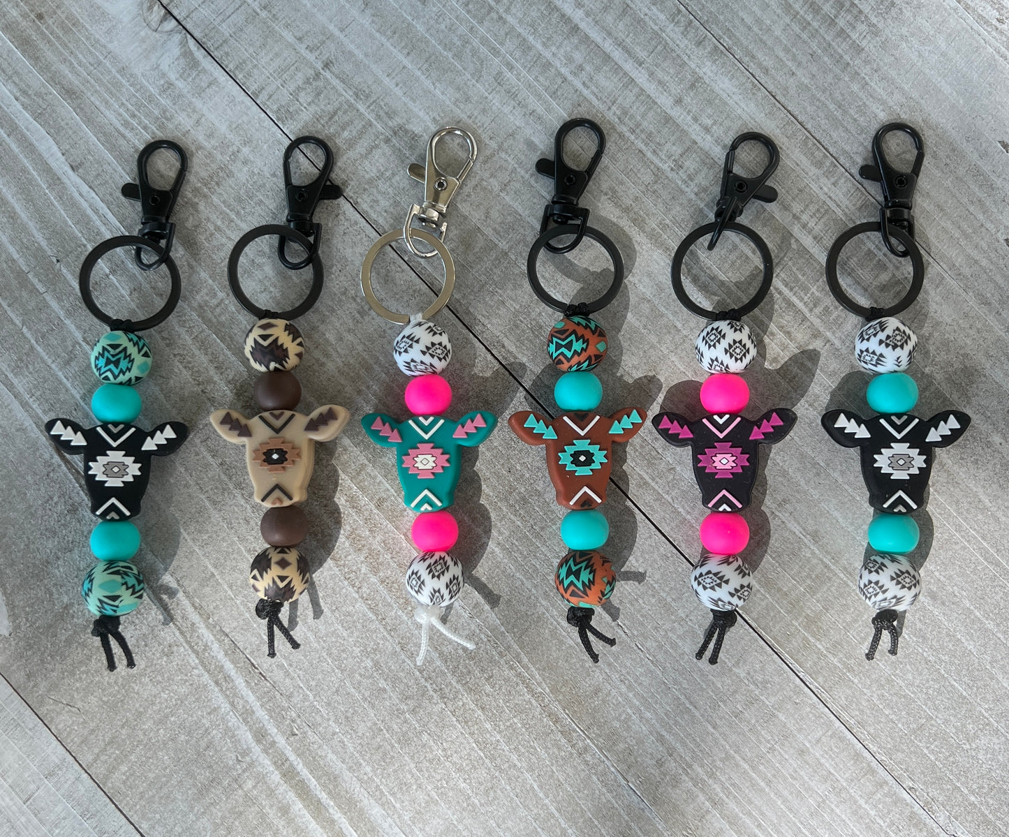 Aztec Cow Straight Keychain