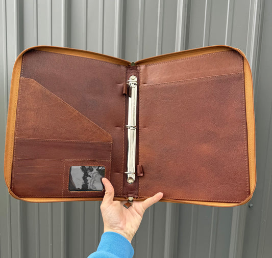 Brown Tooled Leather Binder Planner Tooled Leather Cowhide