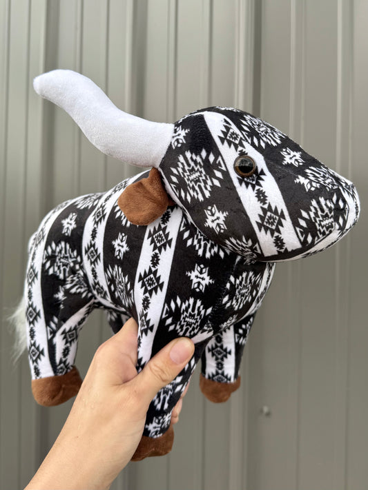 Medium Plushie Black Aztec Long Horn