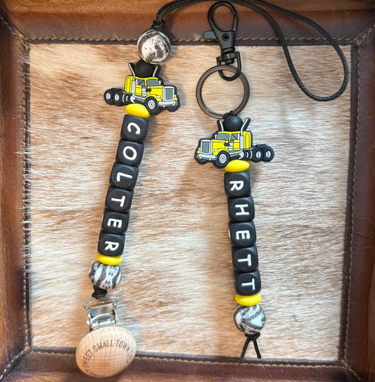 Yellow Semi Pacifier Holder With Name