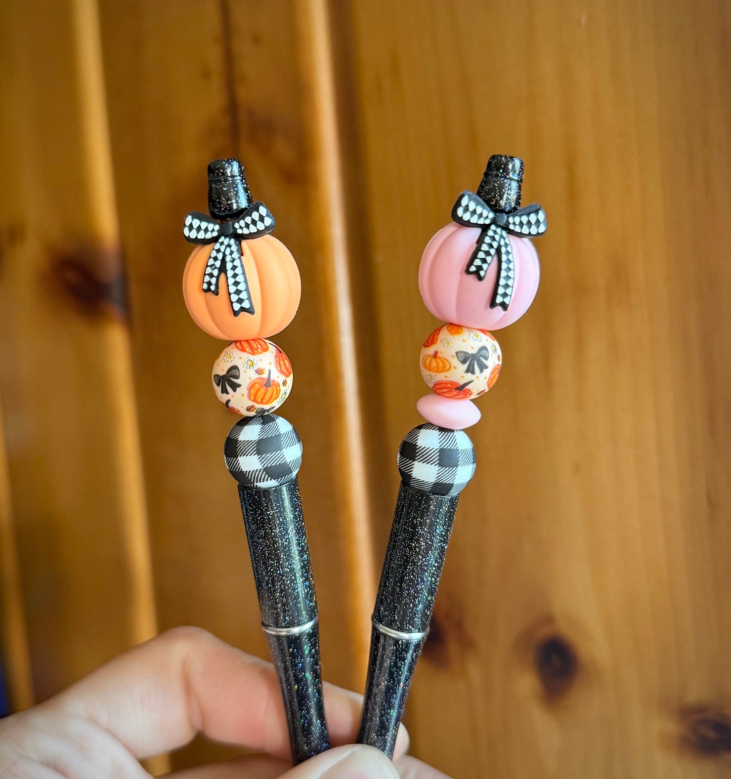 Fall Plaid Pumpkin Bow Pen