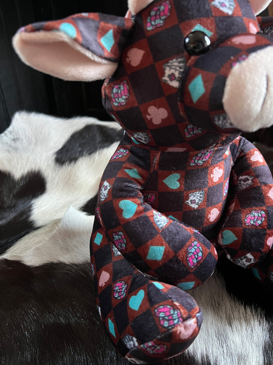 Western Check Sitting Cow Plushie
