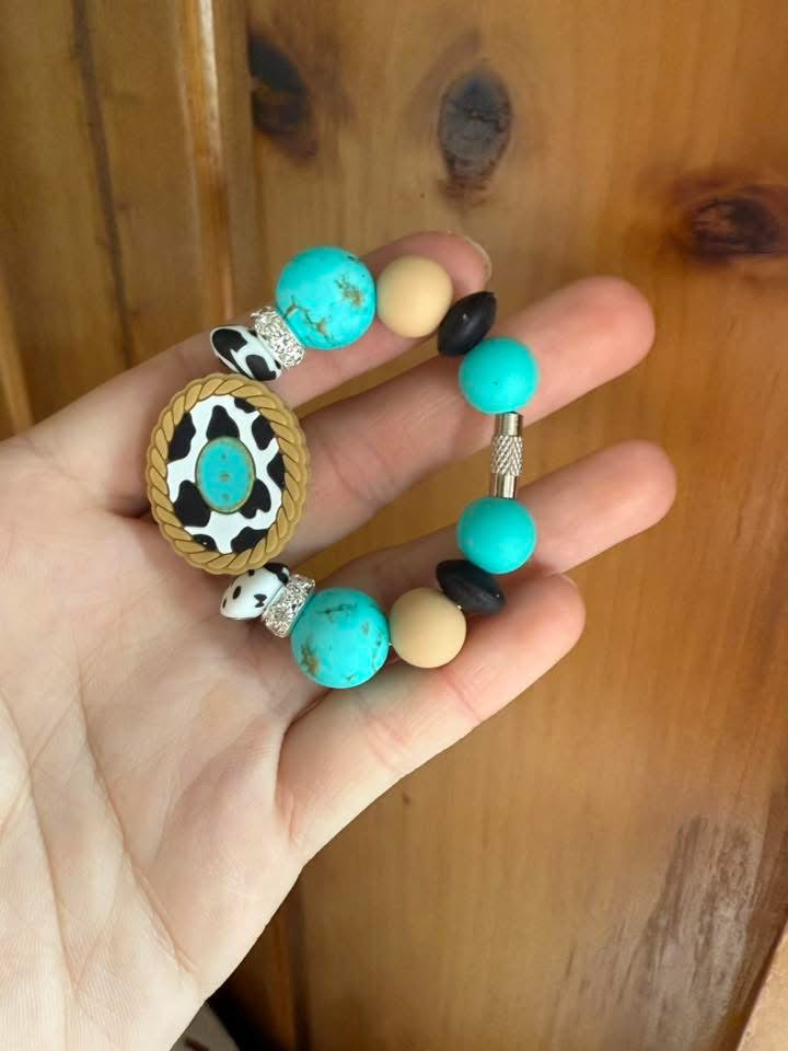 Cow Poke Turquoise Stone Tumbler Cup/ Bag Charm