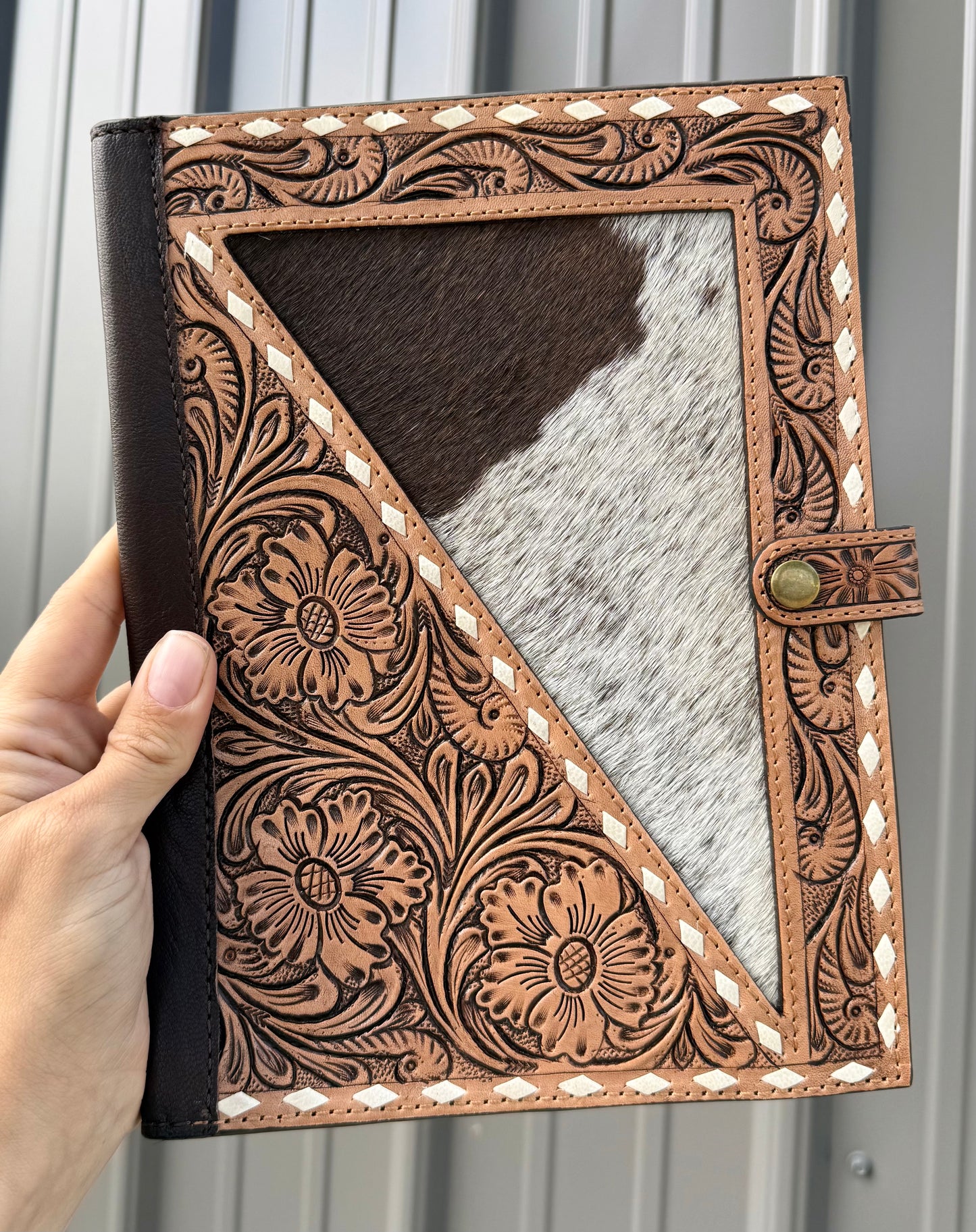 Genuine Cowhide Tooled Leather Bible Cover