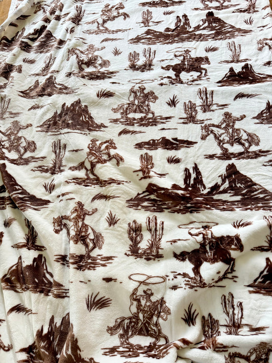 Western Brown Cowboy Super Plush King Blanket