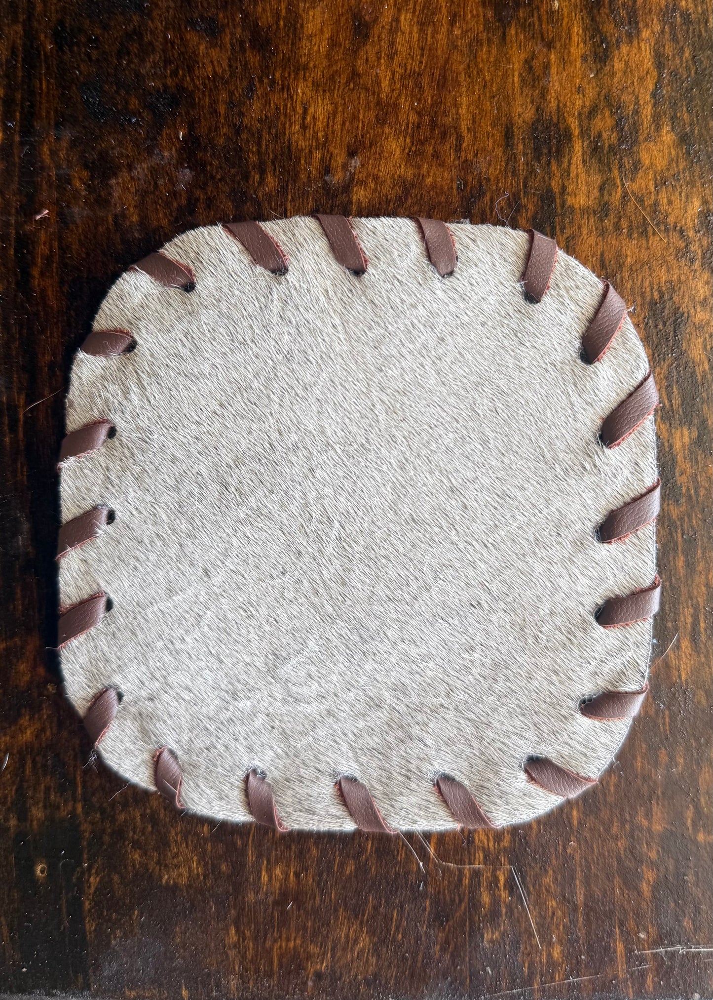 Genuine Cowhide Rounded Square Coaster
