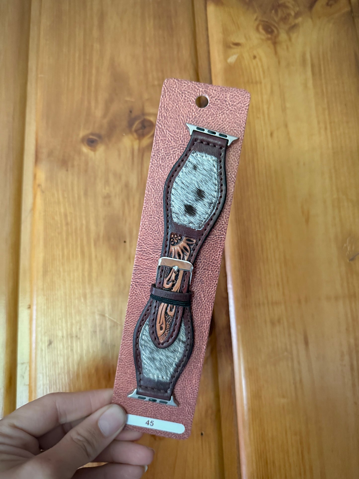 Genuine Cowhide Leather A p p l e Watch Bands 45mm