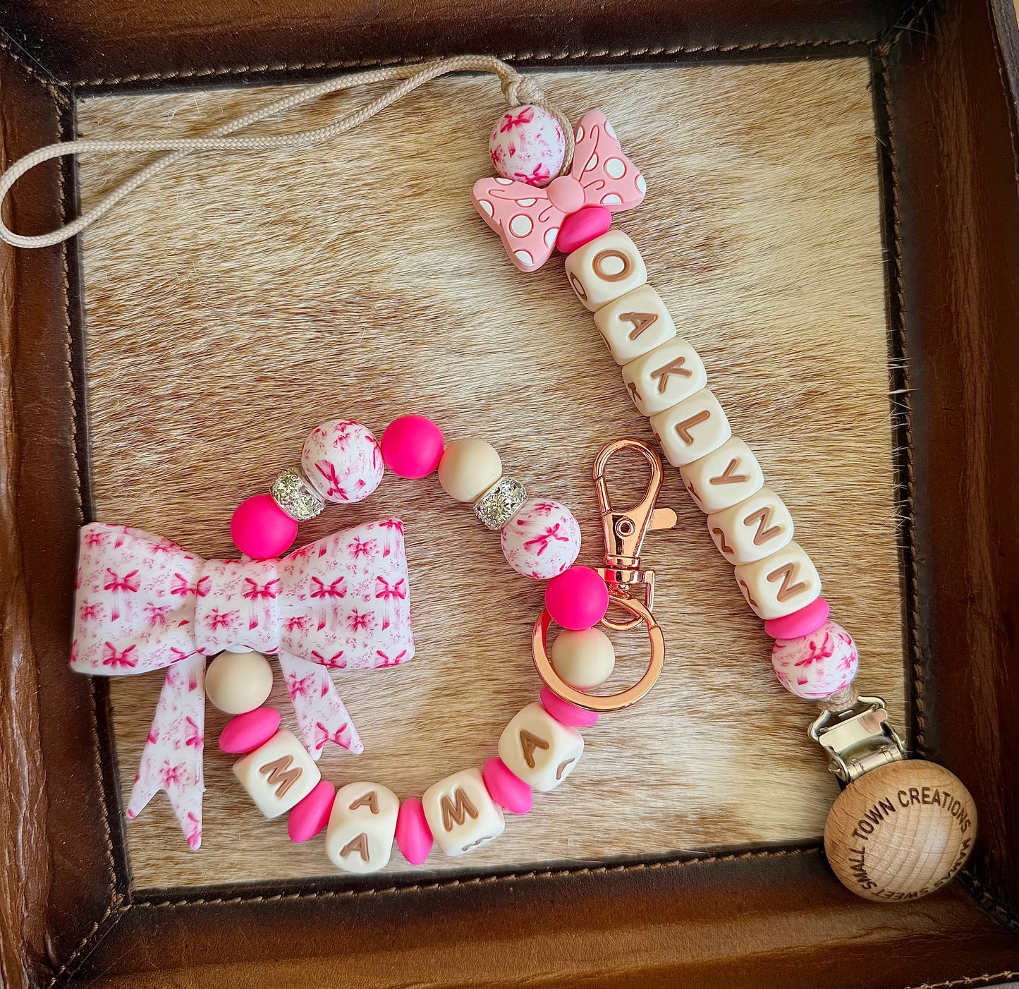 Pink Ribbon Bow Mama & Me Custom Name