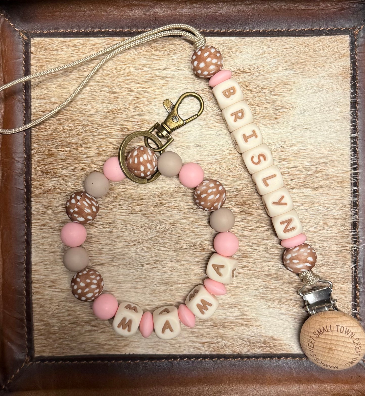 Pink Doe Print Teether Set