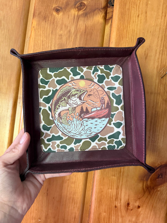 Fish and Camo Genuine Leather Tray