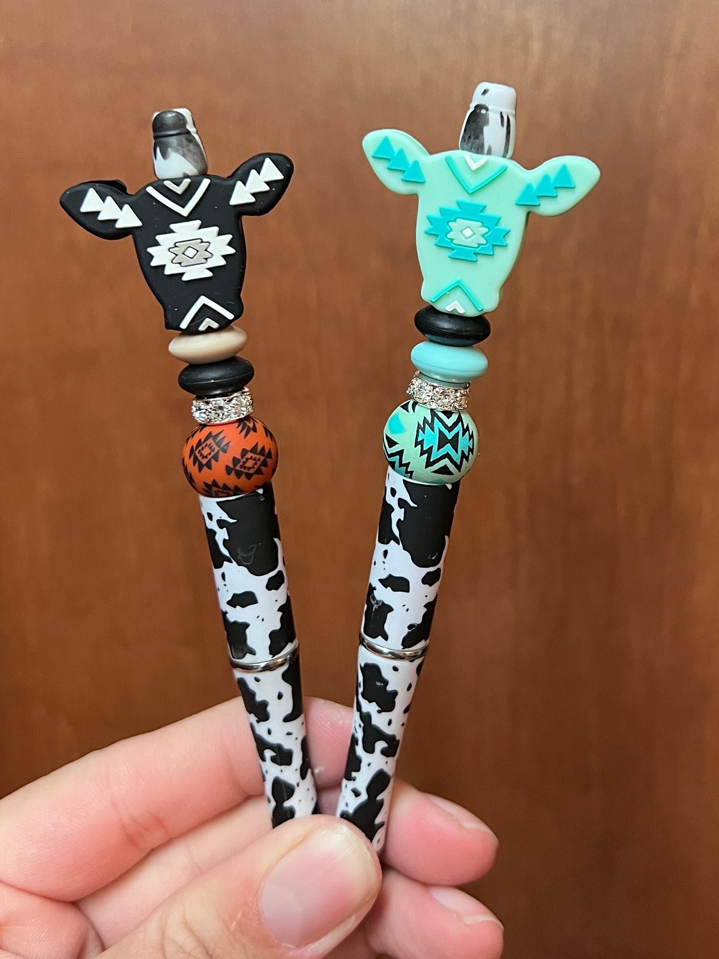 Cowhide Aztec Cow Skull Pen