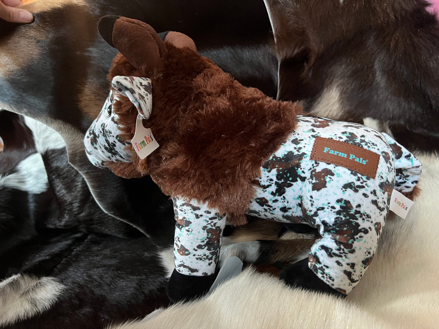 Medium Size Cowhide Turquoise Splatter Buffulo Plushie