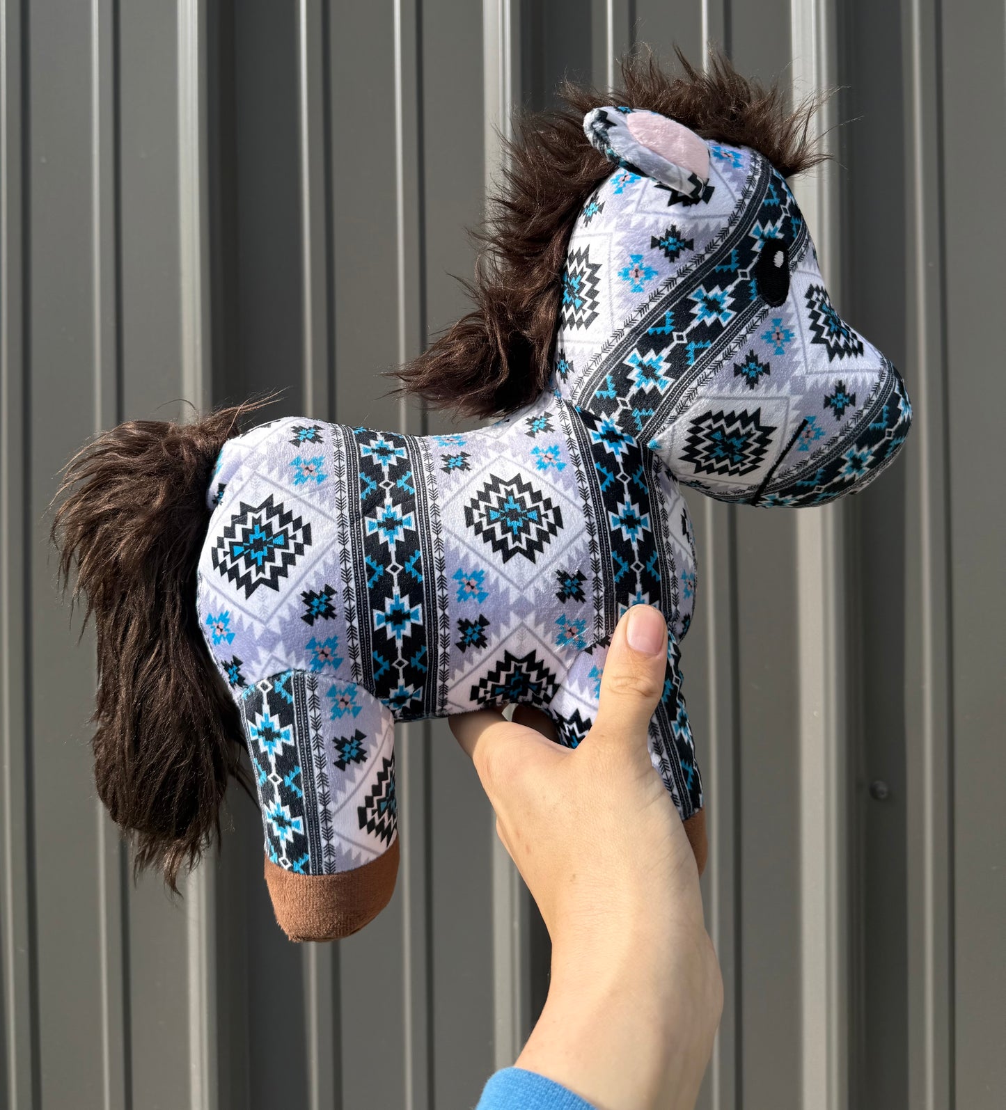 Blue / Black/ White Aztec Horse Plushie