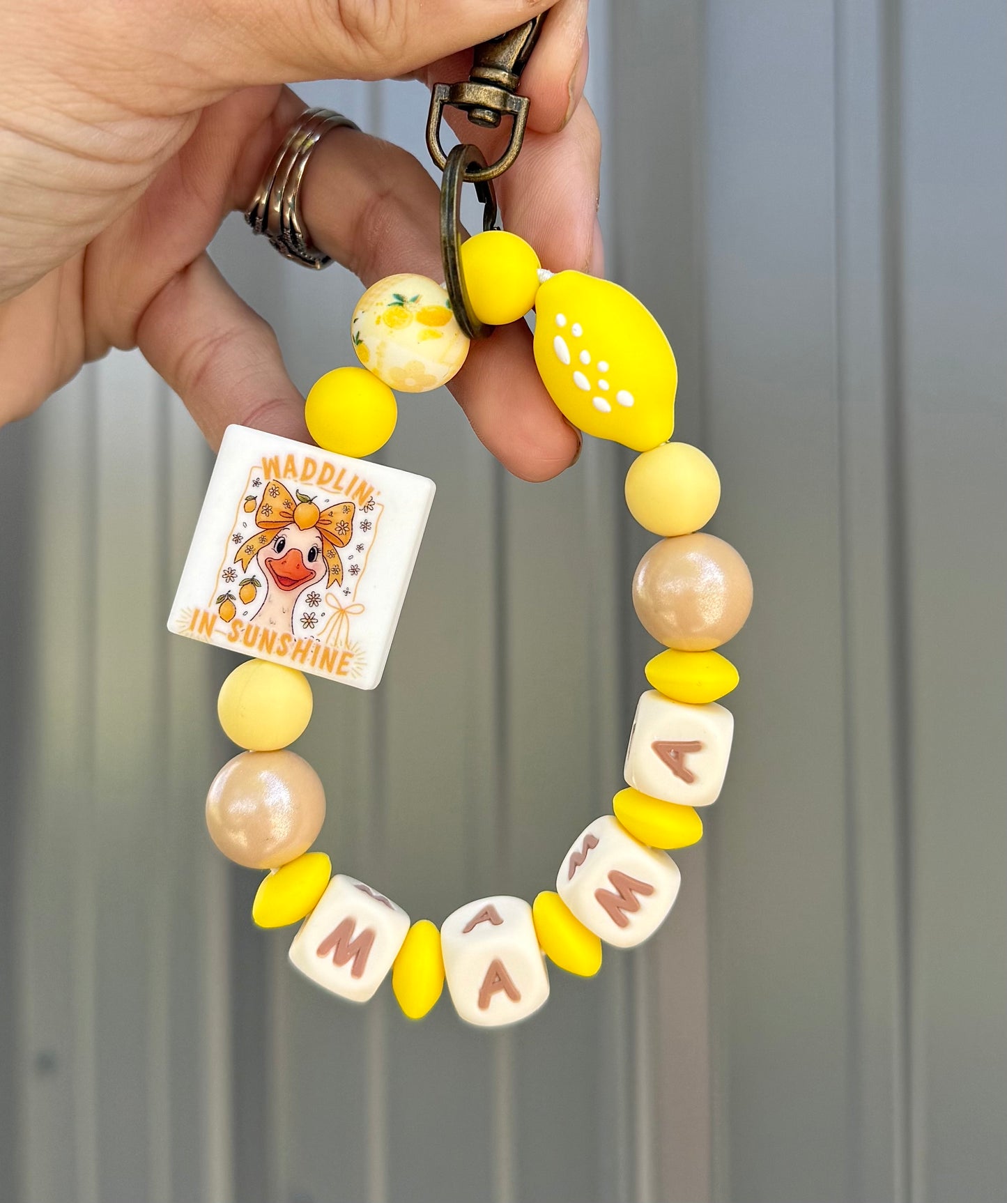 Waddle in Sunshine Lemon Goose Wristlet