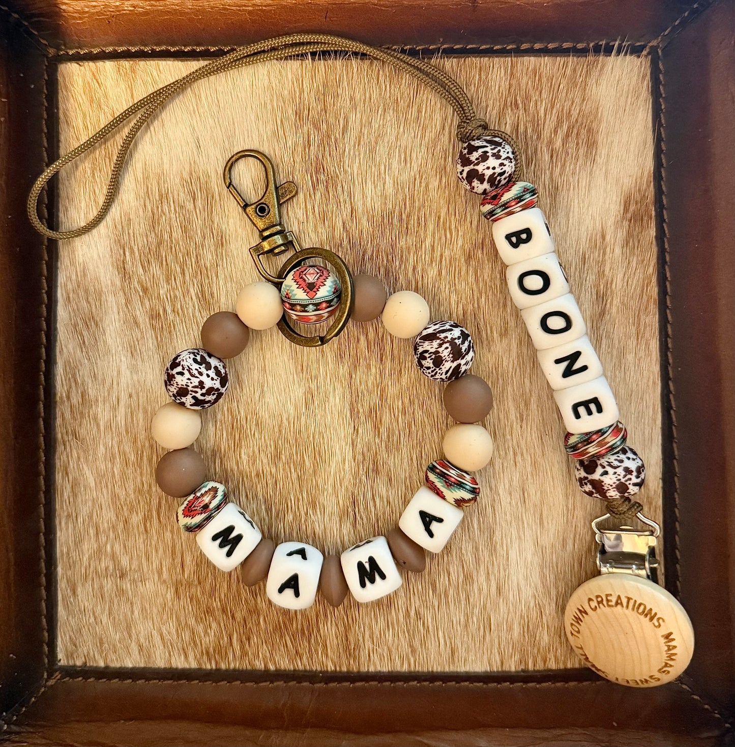 Beige Aztec Brown Cowhide Mama & Me