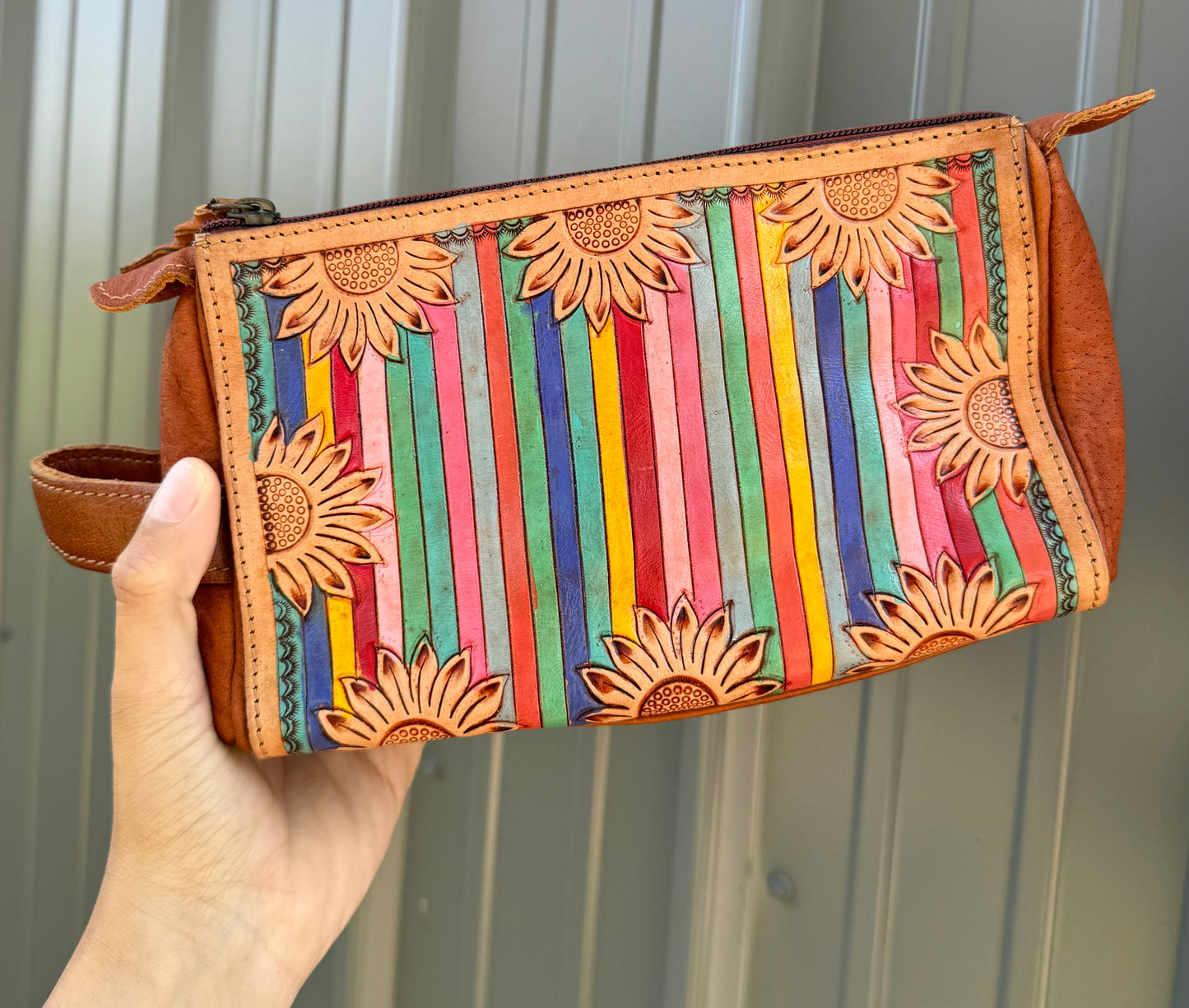 Serape Sunflower Bootstitch Makeup Cosmetic Bag