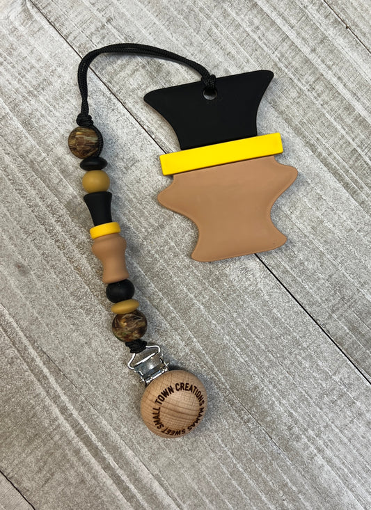 Black & Yellow Duck Call Teether Clip