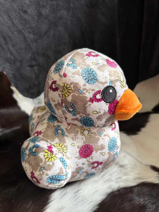 Turquoise Concho Beige Cowhide Duck Plushie