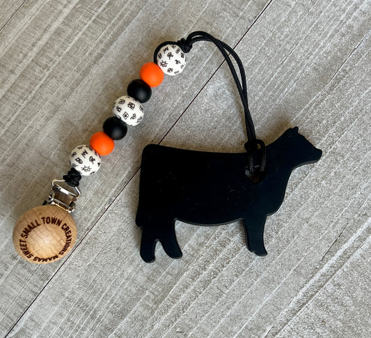 Black Cow Teether Orange/Brand Set