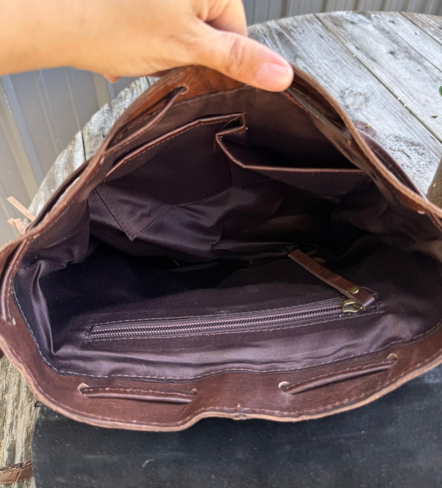 Genuine Tooled Leather Cowhide Backpack / Diaper Bag