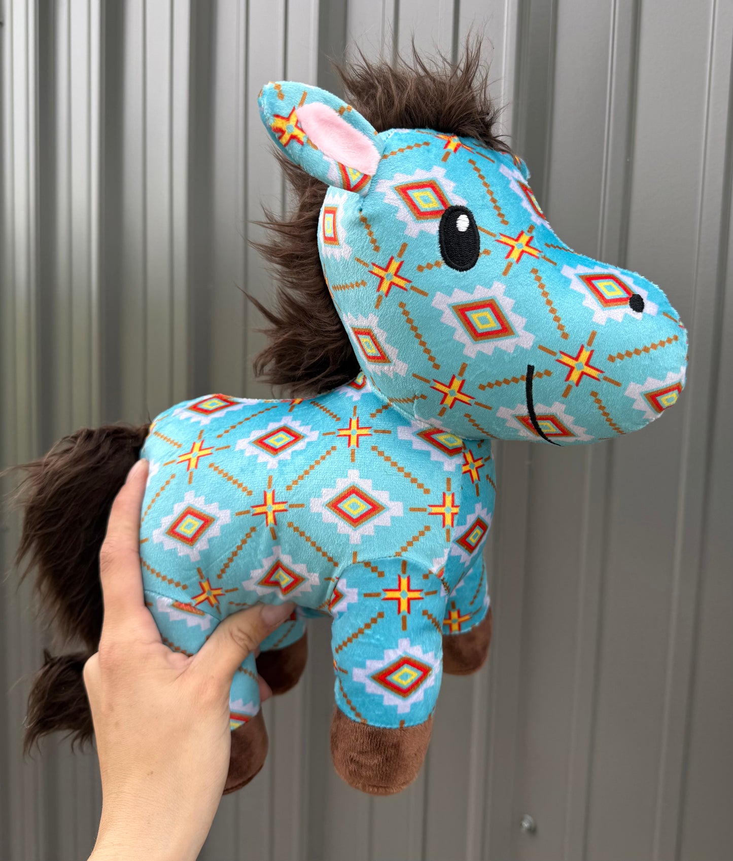 Turquoise Yellow Red Aztec Horse Plushie