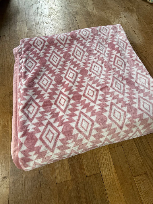 Light Blush Pink Aztec Super Plush King Size Blanket