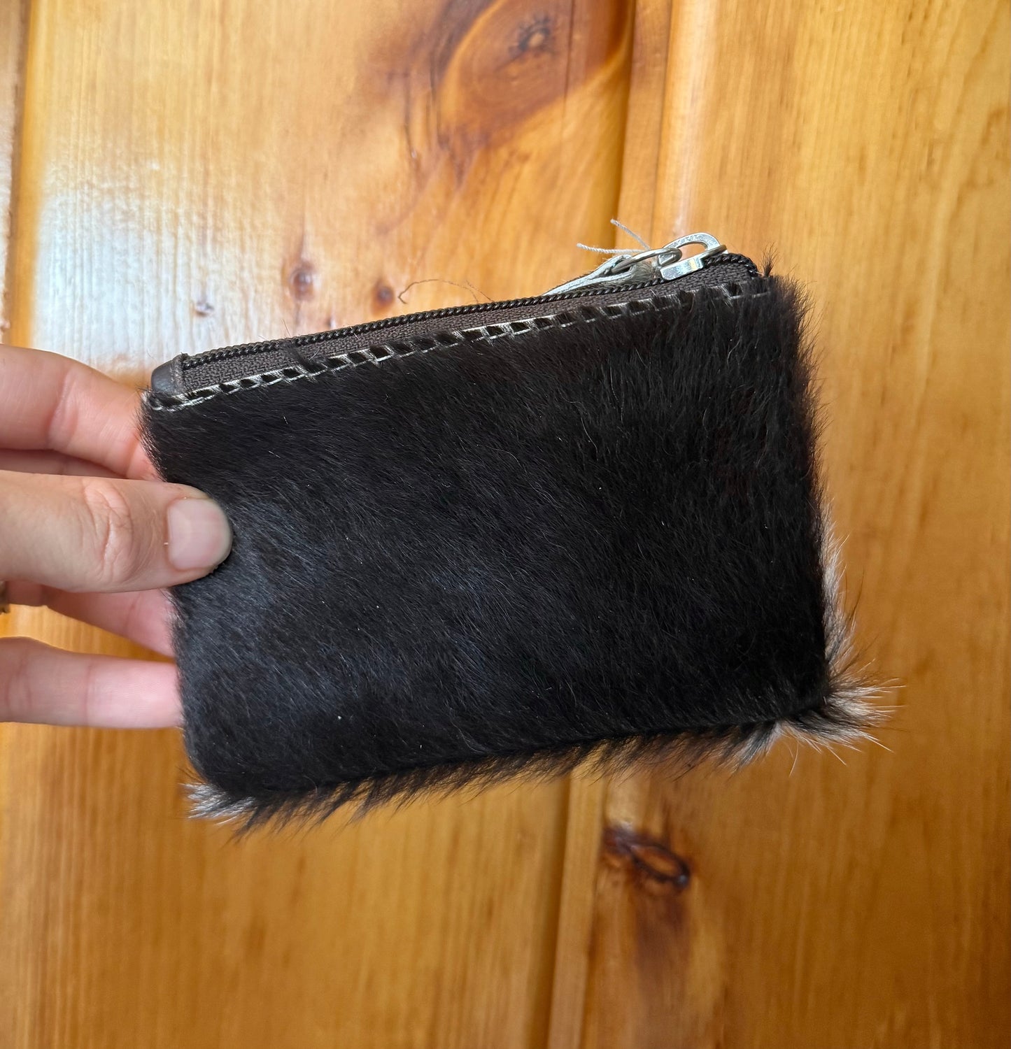 Turquoise Patch Cowhide Coin Purse