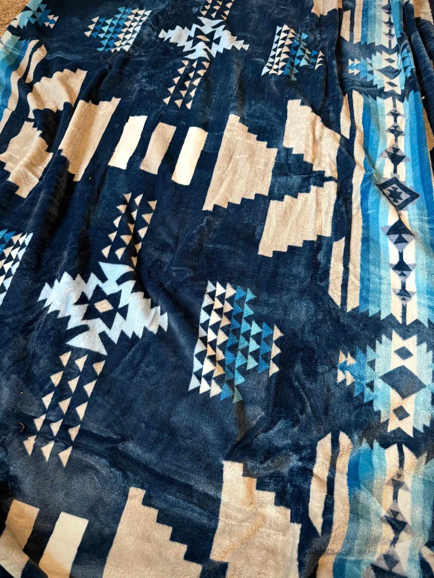 Navy Blue/ Gray King Size Super Plush Blanket
