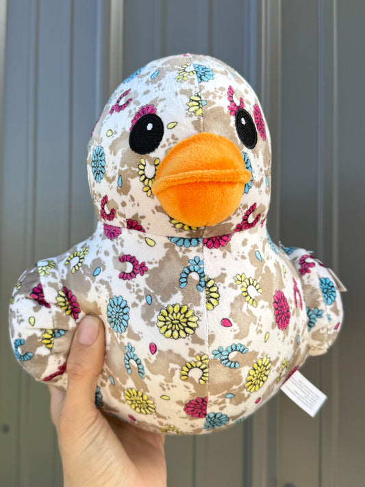 Turquoise Concho Beige Cowhide Duck Plushie