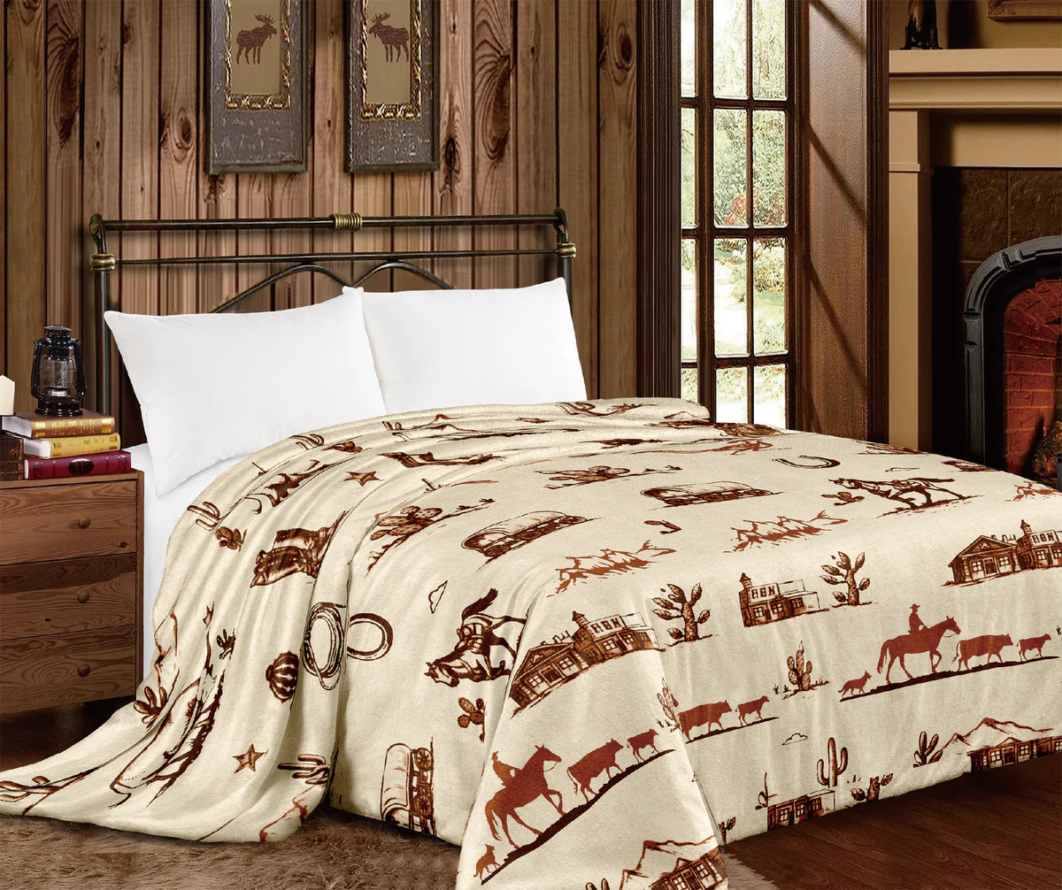 PREORDER Vintage Cowboy Super Plush King Blanket
