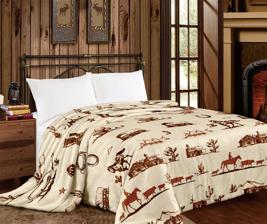 Vintage Cowboy Super Plush King Blanket