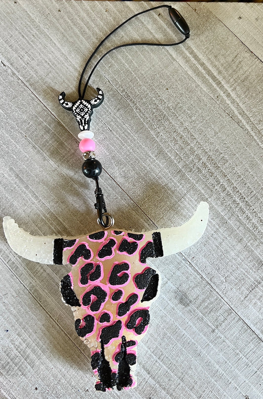 Pink Cheetah Cow Skull Freshie Set