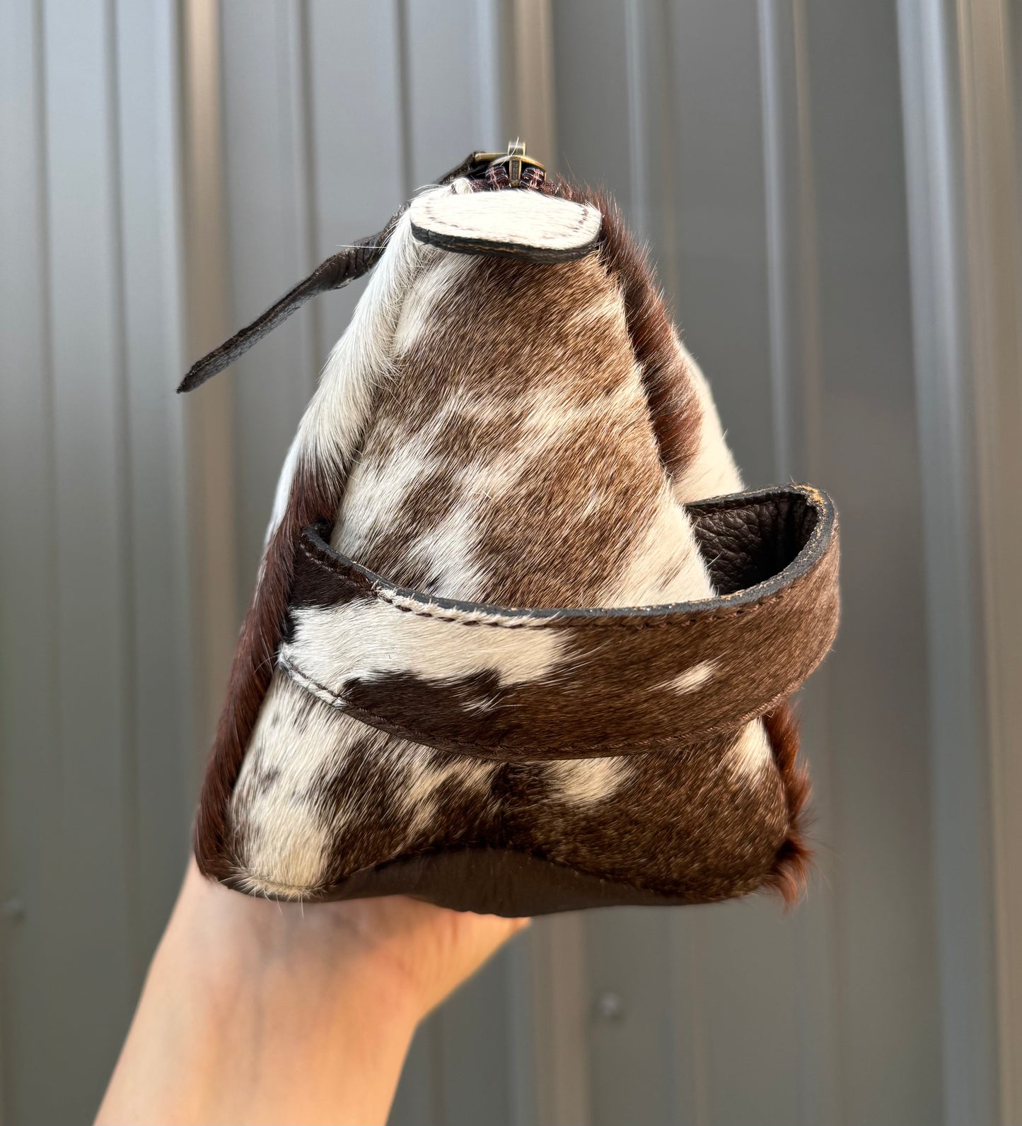 Dark Brown Cowhide Makeup Cosmetic Bag