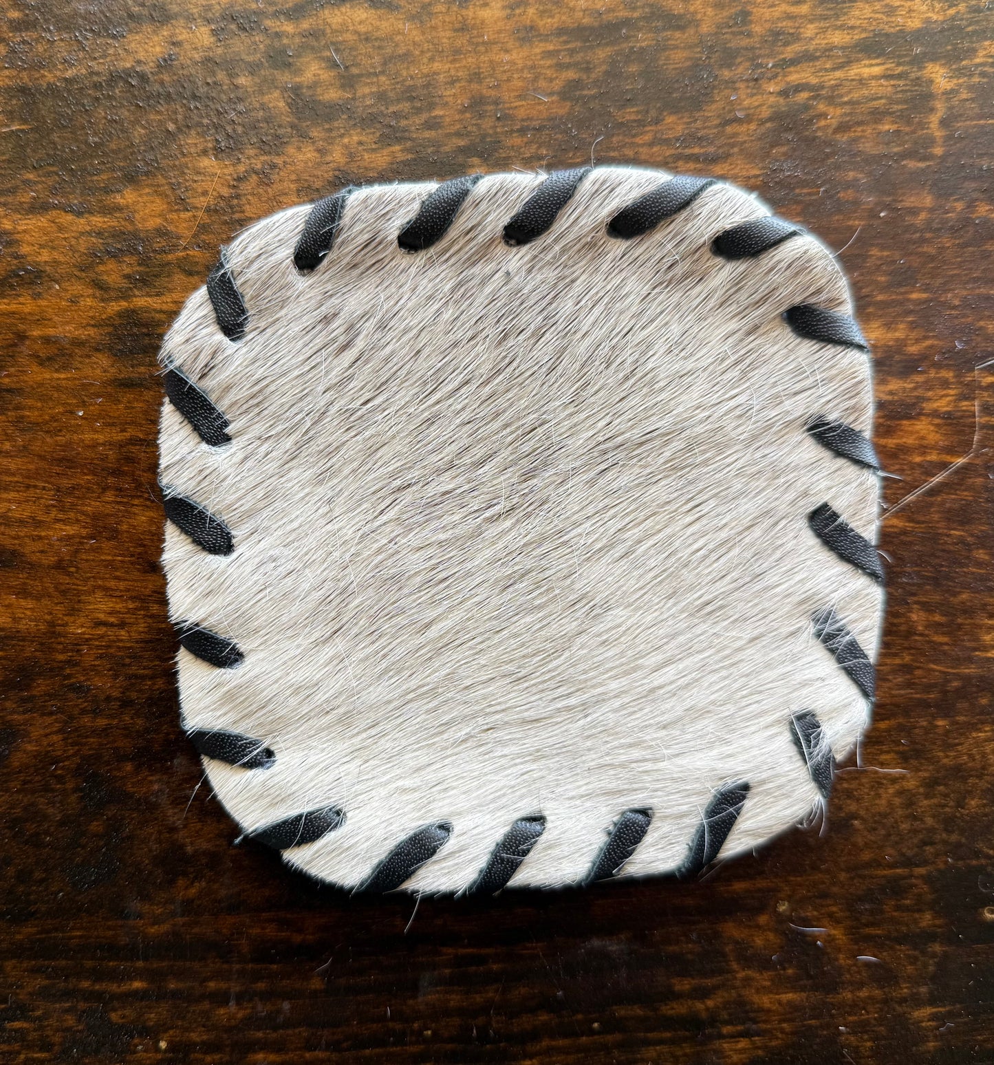 Genuine Cowhide Rounded Square Coaster