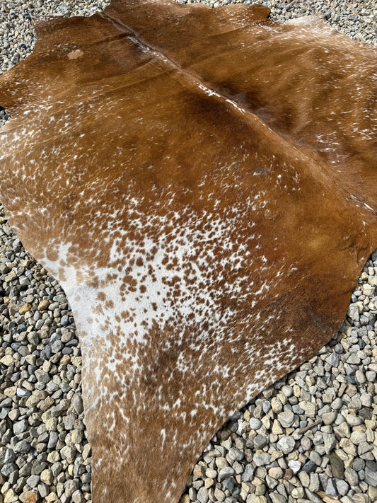 Jumbo Light Brown Spotted Genuine Cowhide Rug #14