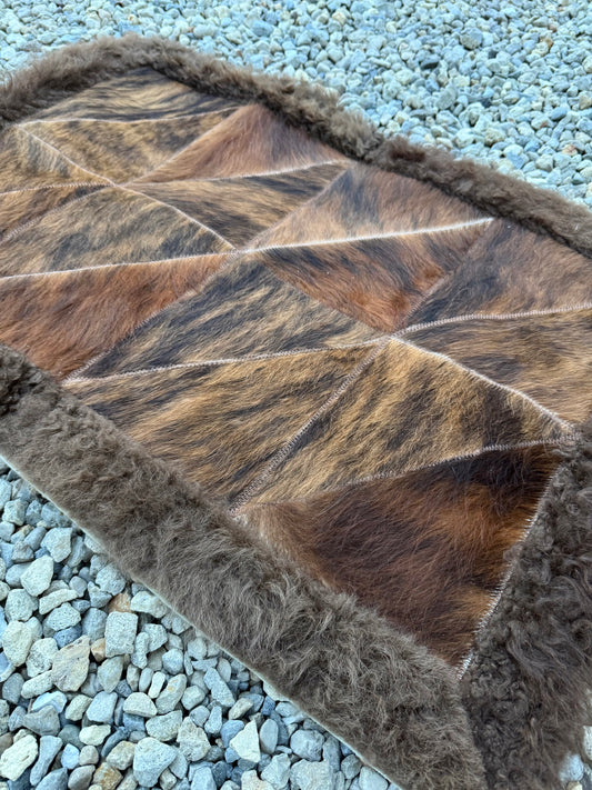 Buffalo and Brindle Cowhide Rug 2x3