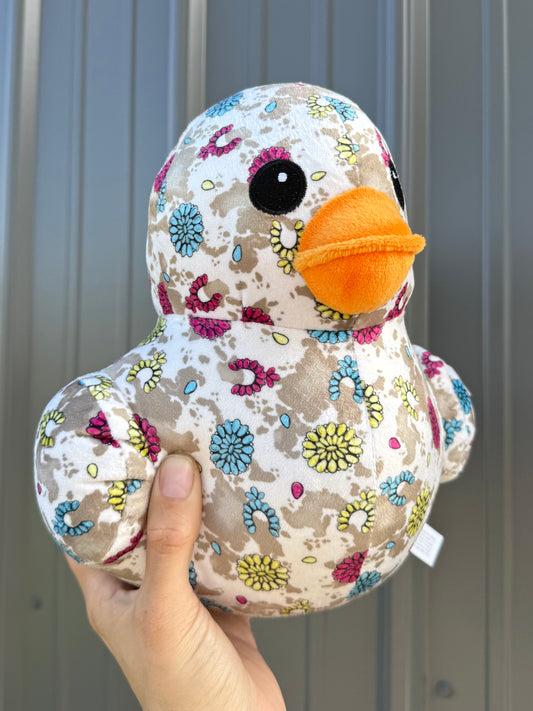 Turquoise Concho Beige Cowhide Duck Plushie