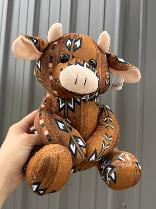 Brown Aztec Sitting Cow Plushie