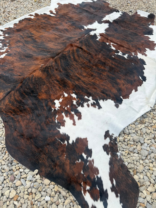 Tri Color Brindle Genuine Jumbo Cowhide Rug #28