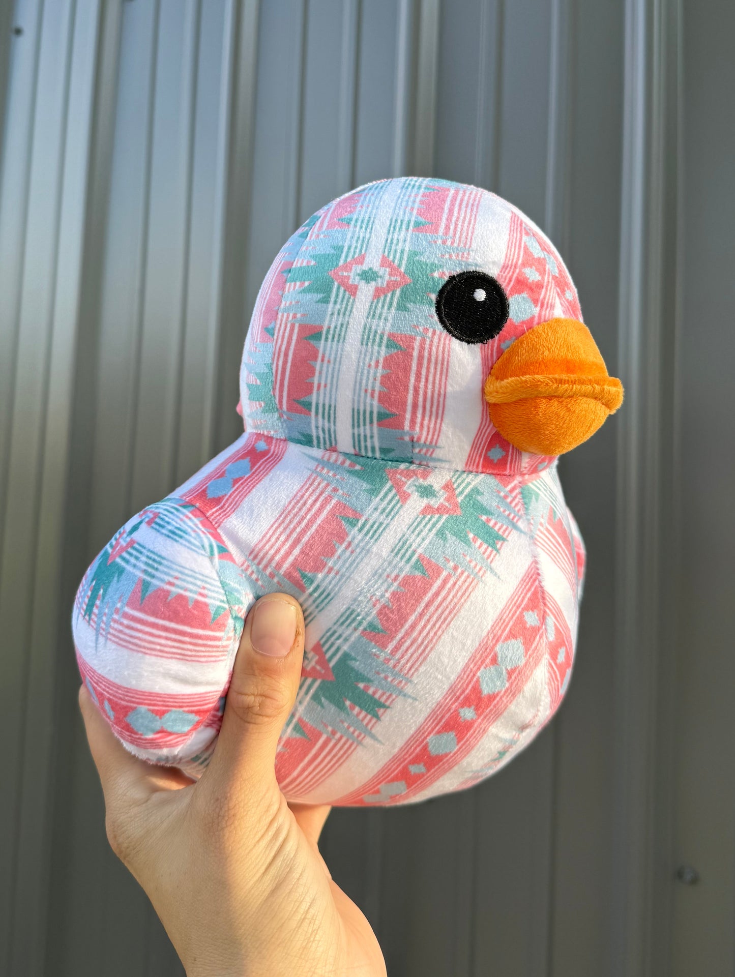 Pink Turquoise Aztec Duck Plushie