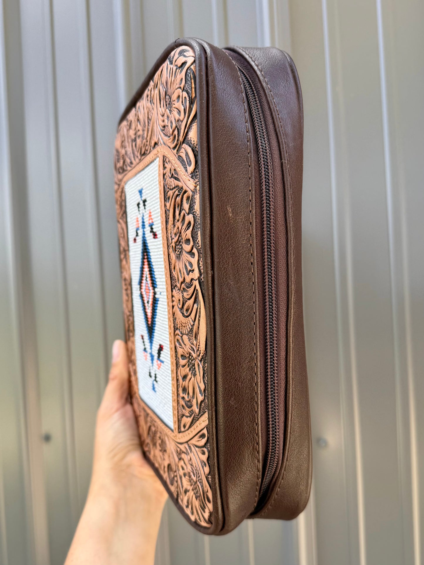 Beaded Genuine Leather Bible Cover