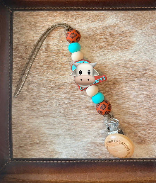 Rust Aztec “C” Turquoise Pacifier Holder