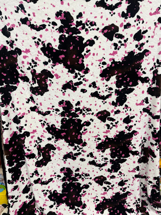 Twin Pink Splatter Cowhide Thinner Style Blanket