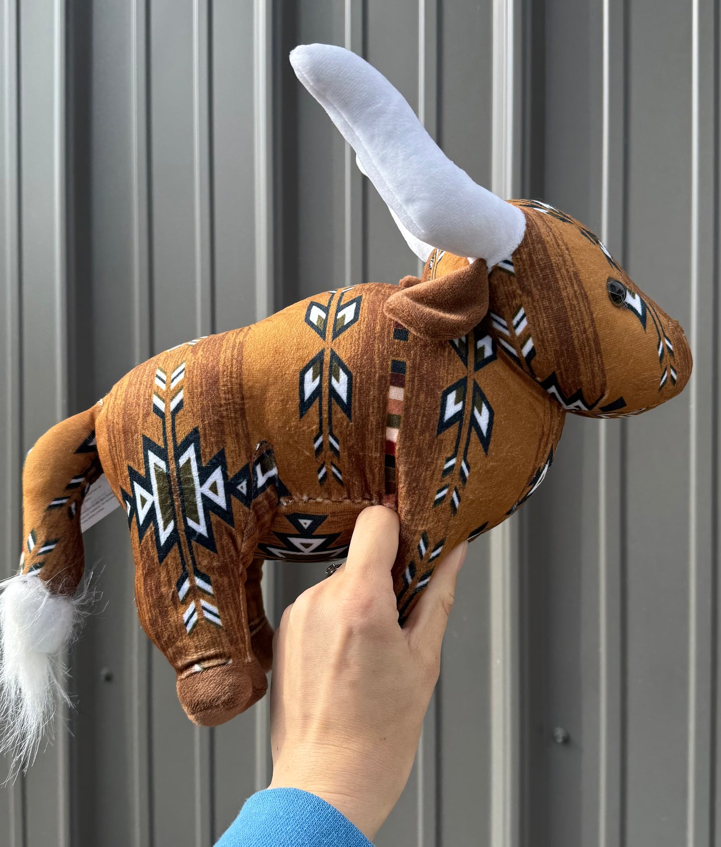 Medium Plushie Brown Aztec Long Horn