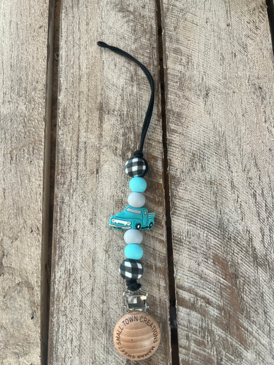 Turquoise Truck Pacifier Holder